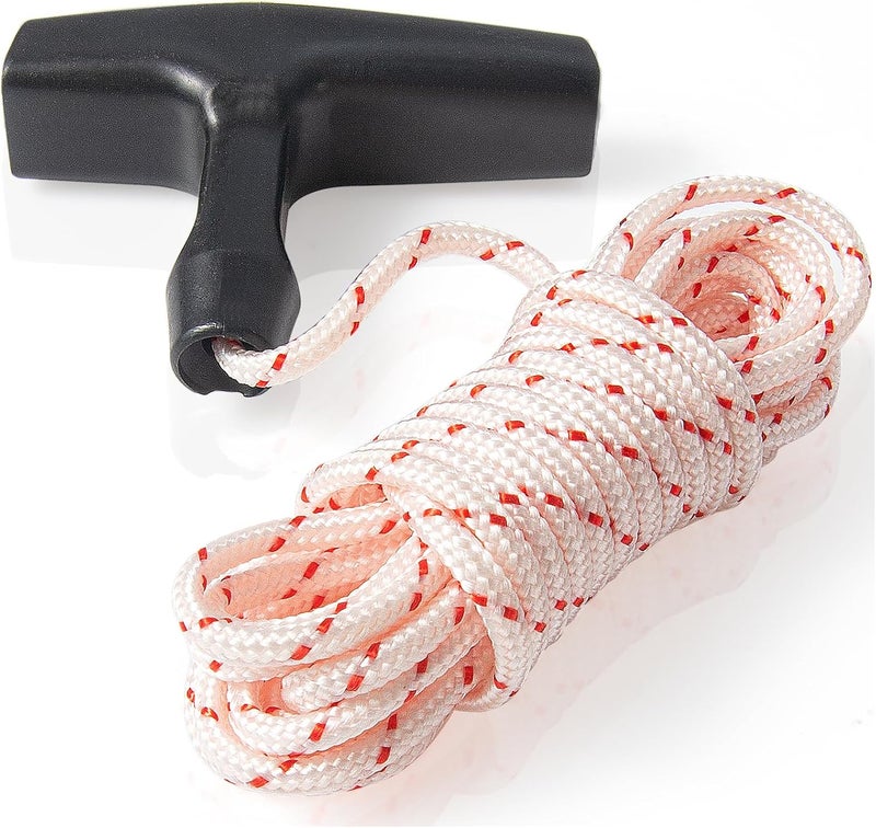 URANNBRIKS 10 ft (3.5mm) Lawn Mower Pull Cord Replacement, High Tensile Strength Pull Rope with Handle for Generator, Weed Eater, Chainsaw, Pressure Washer, and Small Engine - Image 1